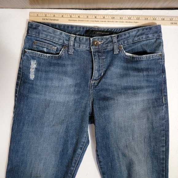 Calvin Klein Distressed Boot Cut Jeans Size 4 / 27 - Picture 3 of 11